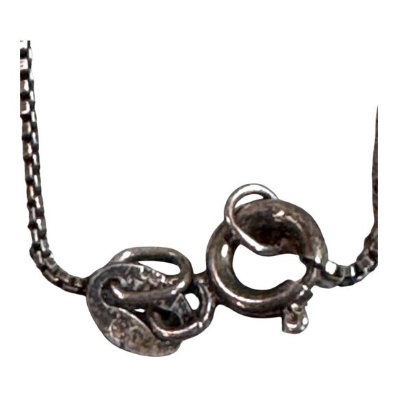 Sterling Silver Heart-Shaped Moss Green Agate Pendant Necklace 18" Italy Vintage - Picture 9 of 10